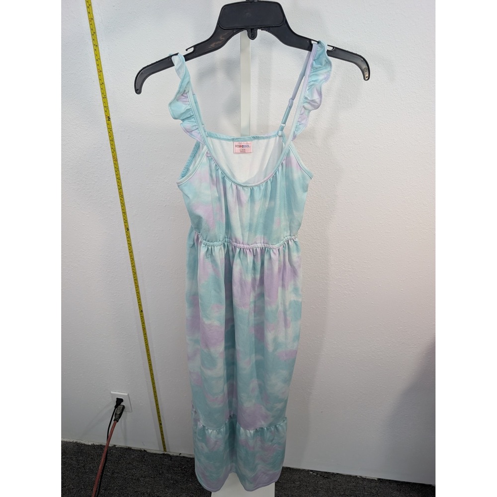 32 Degrees Cool Women Blue Purple Tie Dye Ruffle Strap Maxi Dress Large 14/16